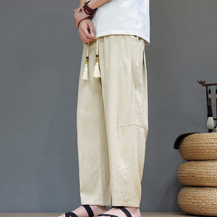 Pantaloni da uomo a gamba dritta, minimalisti, estivi, casual, con coulisse e tasca, con motivo Buddha Stones. - image 30