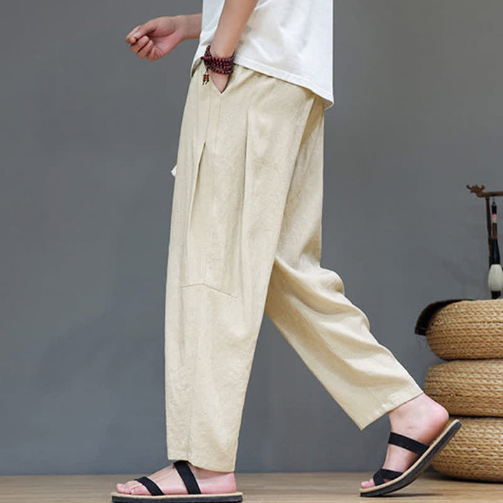 Pantaloni da uomo a gamba dritta, minimalisti, estivi, casual, con coulisse e tasca, con motivo Buddha Stones. - Seta di mais - US/UK/AU46, EU56 (5XL) - image 28