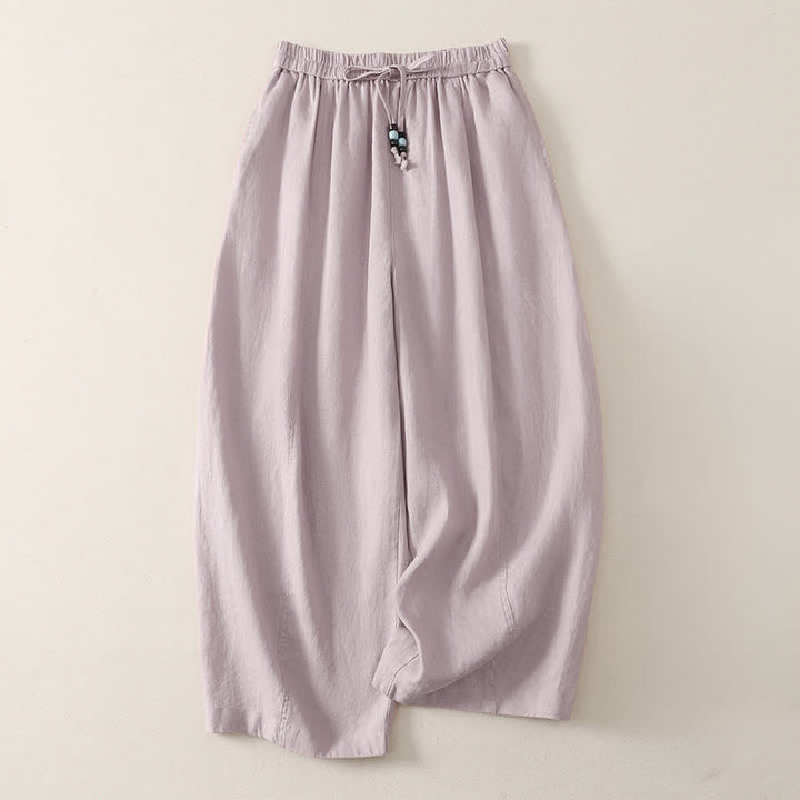 Buddha Stones Pantaloni estivi casual minimalisti con coulisse, tinta unita, a gamba larga e tasche, da donna. - Lavanda Rosa - US8-10, UK/AU12-14, EU40-42 (2XL) - image 0