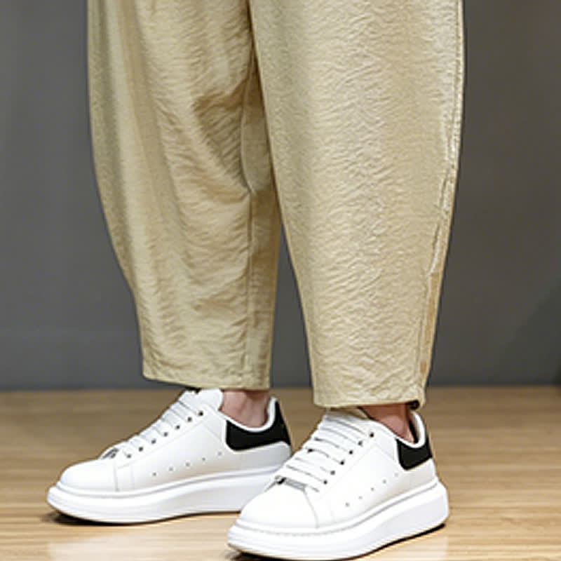Buddha Stones Pantaloni corti estivi casual minimalisti con coulisse, modello harem da uomo con tasca - image 35