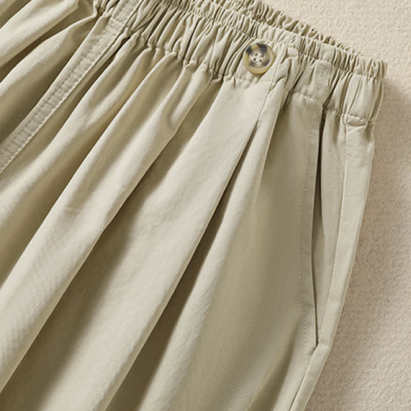 Buddha Stones Pantaloncini da donna estivi casual e minimalisti a tinta unita con tasca - image 1