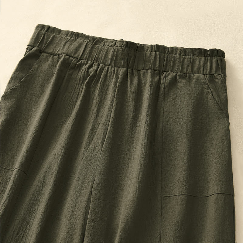 Buddha Stones Pantaloni lunghi da donna a gamba dritta, minimalisti, tinta unita, con coulisse, ideali per primavera/estate. Pantaloni casual da donna con tasche. - image 18