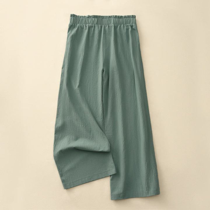 Buddha Stones Pantaloni lunghi da donna a gamba dritta, minimalisti, tinta unita, con coulisse, ideali per primavera/estate. Pantaloni casual da donna con tasche. - image 9