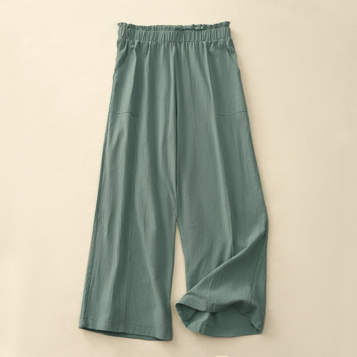 Buddha Stones Pantaloni lunghi da donna a gamba dritta, minimalisti, tinta unita, con coulisse, ideali per primavera/estate. Pantaloni casual da donna con tasche. - Cadetto Blu - US12, UK/AU16, EU44 (2XL) - image 8