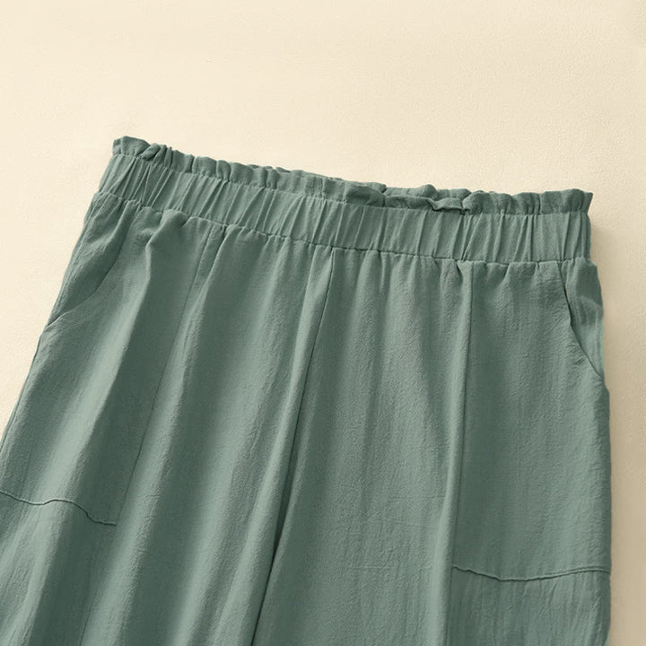 Buddha Stones Pantaloni lunghi da donna a gamba dritta, minimalisti, tinta unita, con coulisse, ideali per primavera/estate. Pantaloni casual da donna con tasche. - image 11