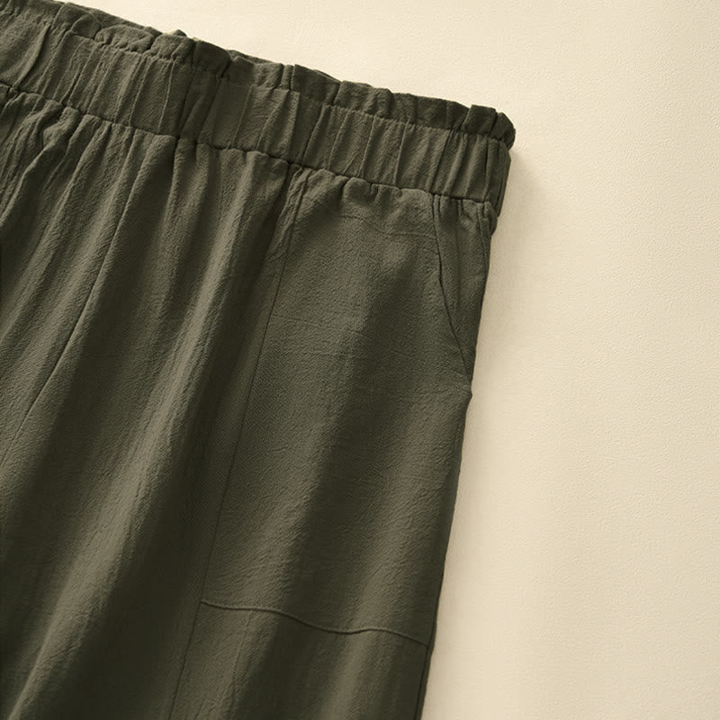 Buddha Stones Pantaloni lunghi da donna a gamba dritta, minimalisti, tinta unita, con coulisse, ideali per primavera/estate. Pantaloni casual da donna con tasche. - image 19