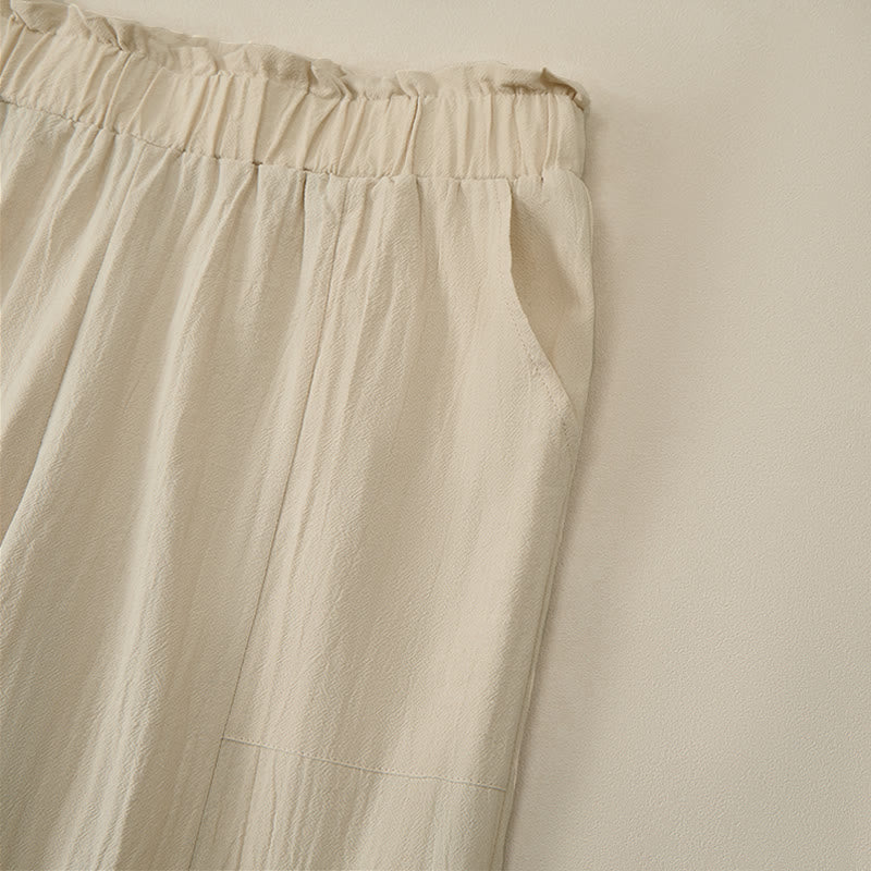 Buddha Stones Pantaloni lunghi da donna a gamba dritta, minimalisti, tinta unita, con coulisse, ideali per primavera/estate. Pantaloni casual da donna con tasche. - image 4