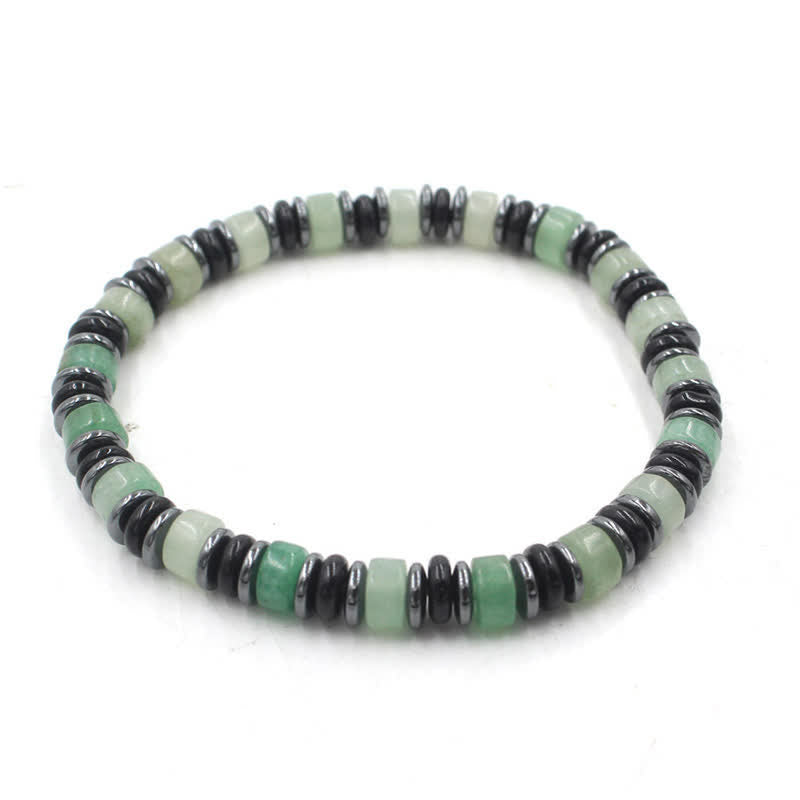 Buddha Stones Braccialetto etnico con perline piatte portafortuna in ossidiana nera ed ematite, lucidato a mano. - Avventurina verde (Fortuna ♥ Opportunità) (Circonferenza del polso: 15-16 cm) - image 8