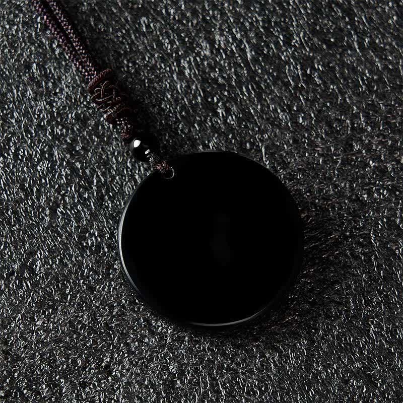Buddha Stones Collana con ciondolo rotondo in ossidiana nera a forma di Yin Yang ed equilibrio. - image 2