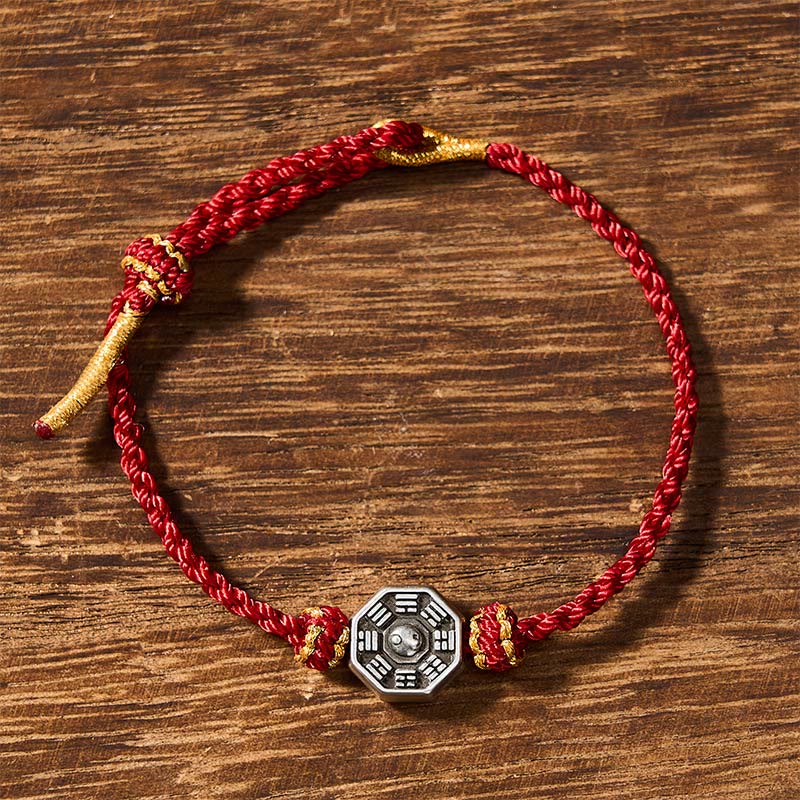 Buddha Stones Braccialetto protettivo Bagua regolabile con cordino rosso intrecciato a mano. - image 1