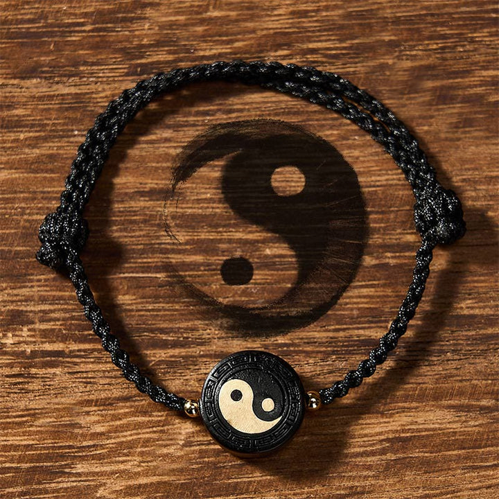 Buddha Stones Braccialetto Bagua in legno d'ebano con cordino rosso per radicamento. - Nero - Bagua (Armonia ♥ Energia) - image 10