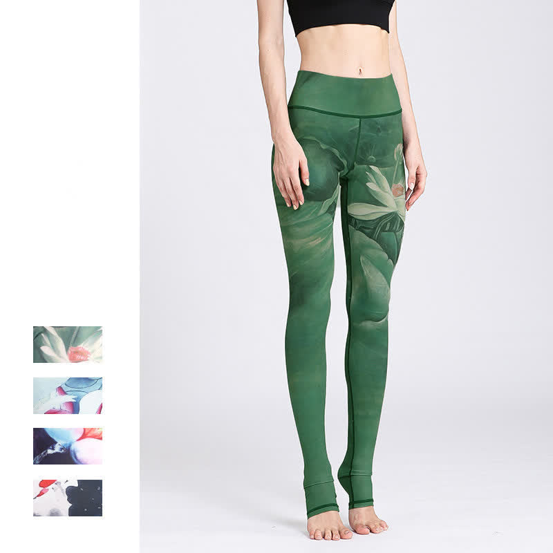 Pantaloni da yoga sportivi da donna con stampa di fiori di loto Buddha Stones, leggings per fitness e yoga. - image 6