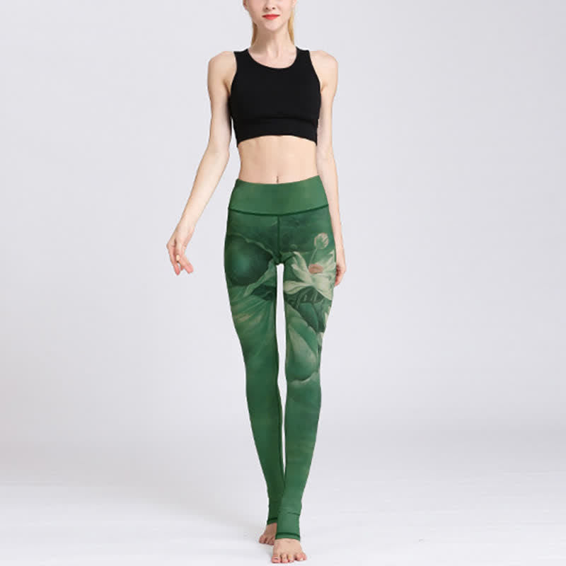 Pantaloni da yoga sportivi da donna con stampa di fiori di loto Buddha Stones, leggings per fitness e yoga. - image 5