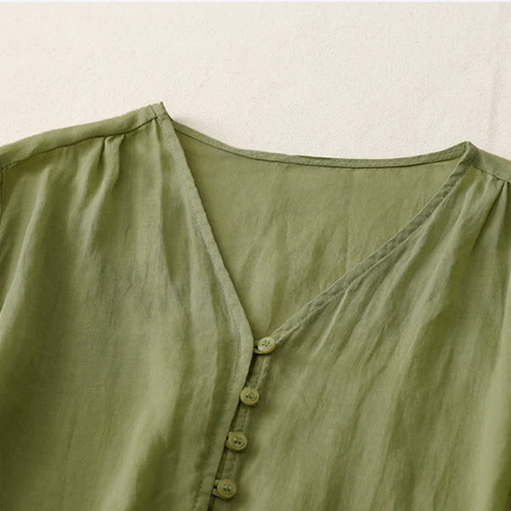 Camicia da donna con bottoni e ricamo Buddha Stones - image 2