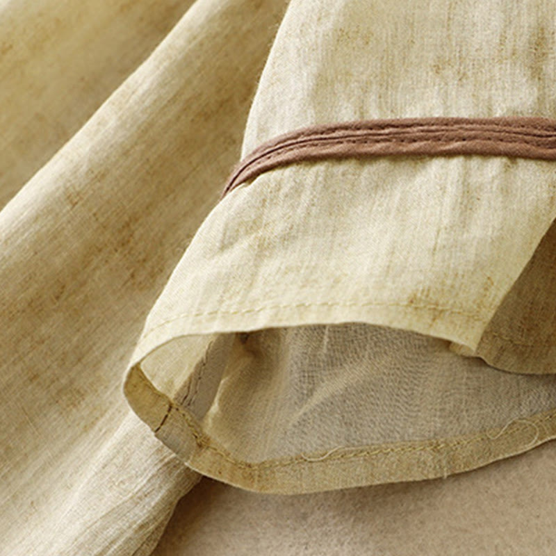 Abito midi estivo casual con colletto alla coreana e maniche a tre quarti, ricamato Buddha Stones. - image 18