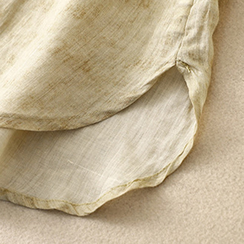 Abito midi estivo casual con colletto alla coreana e maniche a tre quarti, ricamato Buddha Stones. - image 20