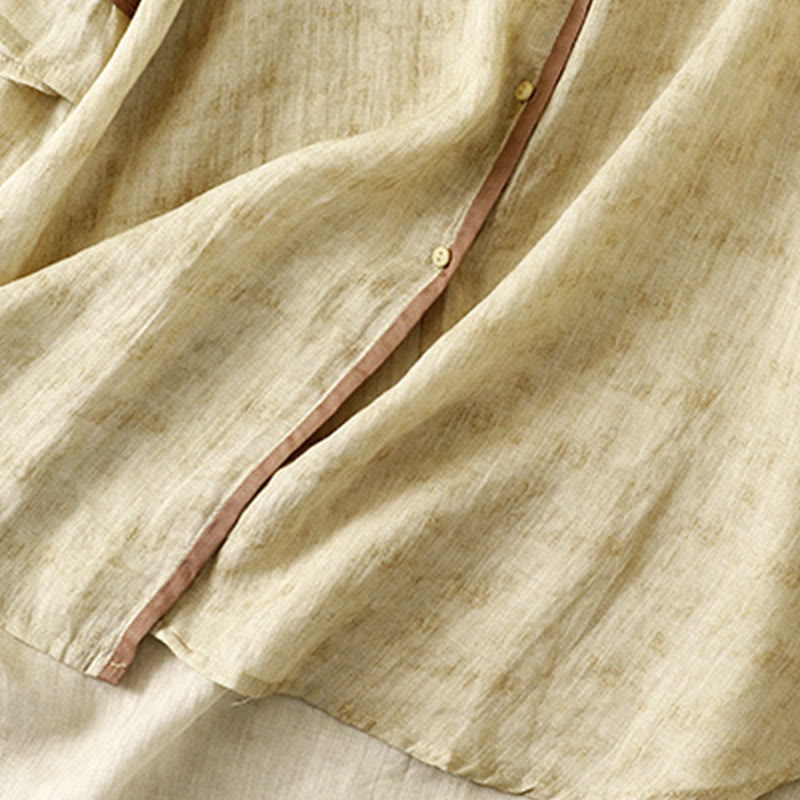 Abito midi estivo casual con colletto alla coreana e maniche a tre quarti, ricamato Buddha Stones. - image 16