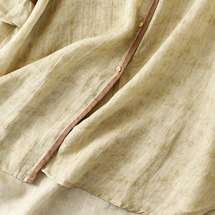 Abito midi estivo casual con colletto alla coreana e maniche a tre quarti, ricamato Buddha Stones. - image 16