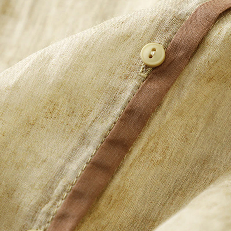 Abito midi estivo casual con colletto alla coreana e maniche a tre quarti, ricamato Buddha Stones. - image 17