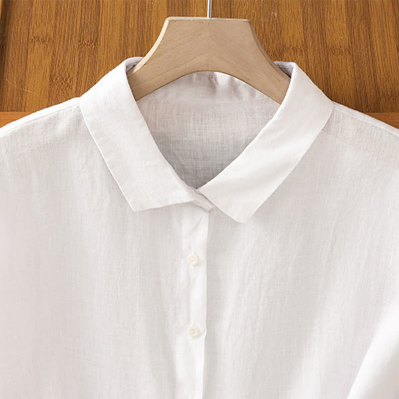 Camicia da donna estiva a maniche corte con bottoni e stampa Buddha Stones. - image 9