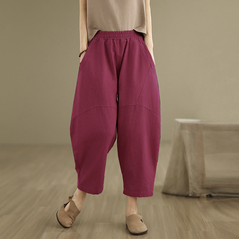 Buddha Stones Spring 7-8 Pantaloni harem da donna a tinta unita con tasche - RossoViola Medio - US8-10, UK/AU12-14, EU40-42 (2XL) - image 15