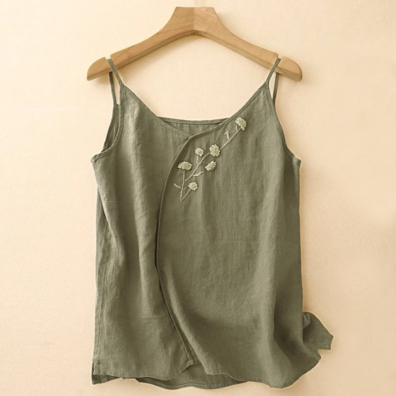 Gilet senza maniche da donna con ricamo etnico e design asimmetrico a Buddha Stones. - Verde oliva scuro - US14, UK/AU18, EU46 (4XL) - image 0