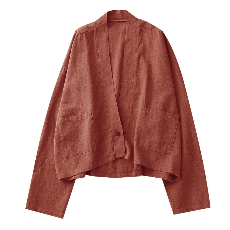 Giacca corta a maniche lunghe, stile vintage casual, con tasche, con stampa Buddha Stones. - image 12