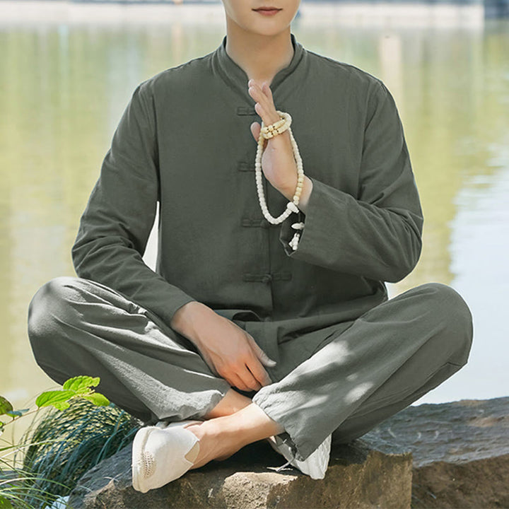 Set di abbigliamento da uomo Buddha Stones per la pratica spirituale Zen, yoga, meditazione e preghiera. - Verde scuro - US/UK/AU48, EU58 (6XL) - image 0