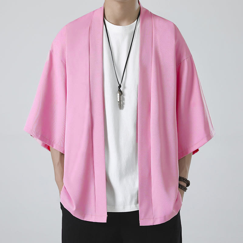 Kimono da uomo a tinta unita con apertura frontale e motivo Buddha Stones. - image 18