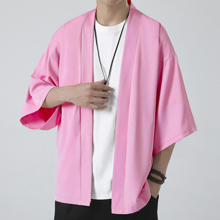 Kimono da uomo a tinta unita con apertura frontale e motivo Buddha Stones. - Rosa (solo giacca) - US/UK/AU46, EU56 (5XL) - image 17