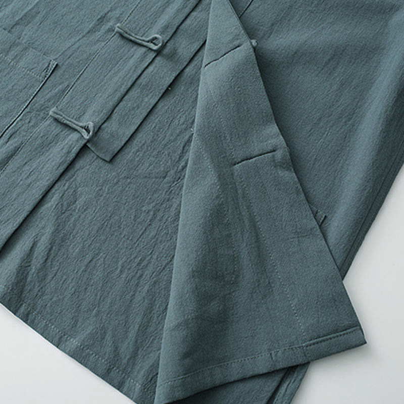 Completo da uomo tradizionale con rana e maglia a maniche corte e pantaloni, composto Buddha Stones e Frog Tang. - image 12