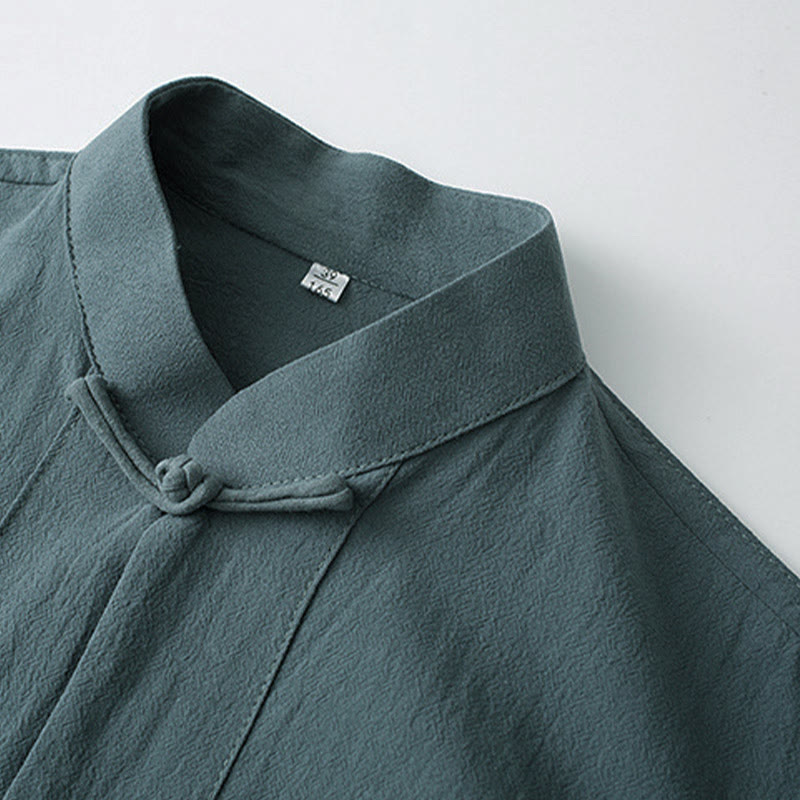 Completo da uomo tradizionale con rana e maglia a maniche corte e pantaloni, composto Buddha Stones e Frog Tang. - image 1