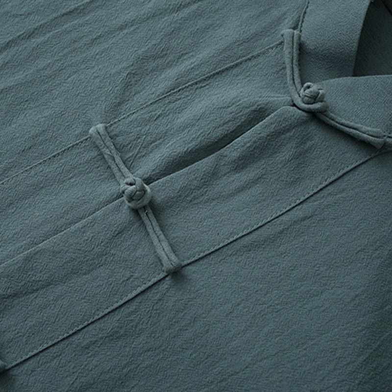Completo da uomo tradizionale con rana e maglia a maniche corte e pantaloni, composto Buddha Stones e Frog Tang. - image 2