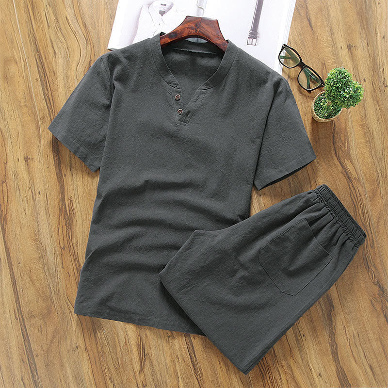 Completo da meditazione da uomo con motivo Buddha Stones, composto da t-shirt a maniche corte e pantaloncini con tasche, ideale per la meditazione. - Grigio tenue - US/UK/AU46, EU56 (5XL) - image 5