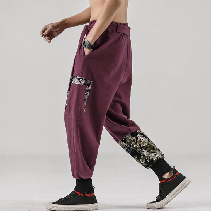 Pantaloni harem da uomo con lacci e tasche, con stampa "Onde oceaniche" e motivo Buddha Stones. - image 20