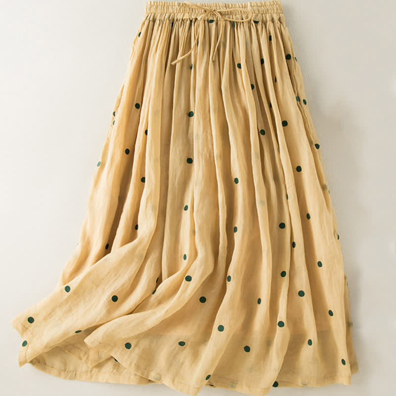 Gonna plissettata da donna con motivo a pois vintage e decorazioni artistiche Buddha Stones - Giallo - US8-10, UK/AU12-14, EU40-42 (2XL) - image 22