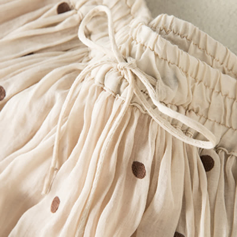 Gonna plissettata da donna con motivo a pois vintage e decorazioni artistiche Buddha Stones - image 3