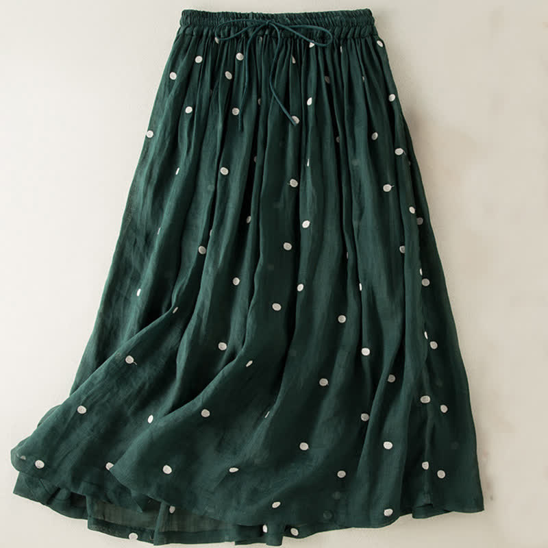 Gonna plissettata da donna con motivo a pois vintage e decorazioni artistiche Buddha Stones - Verde scuro - US8-10, UK/AU12-14, EU40-42 (2XL) - image 8