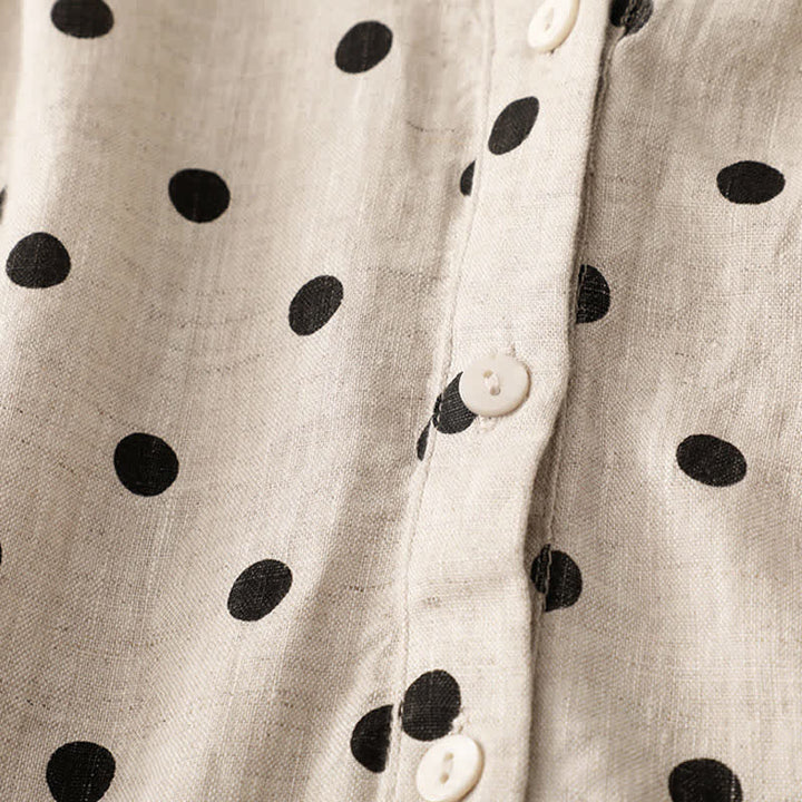 Abito da donna estivo a pois con scollo a V e allacciatura al ginocchio, con tasche, Buddha Stones. - image 11