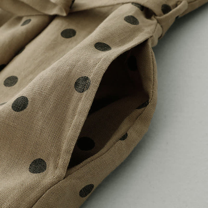 Abito da donna estivo a pois con scollo a V e allacciatura al ginocchio, con tasche, Buddha Stones. - image 4