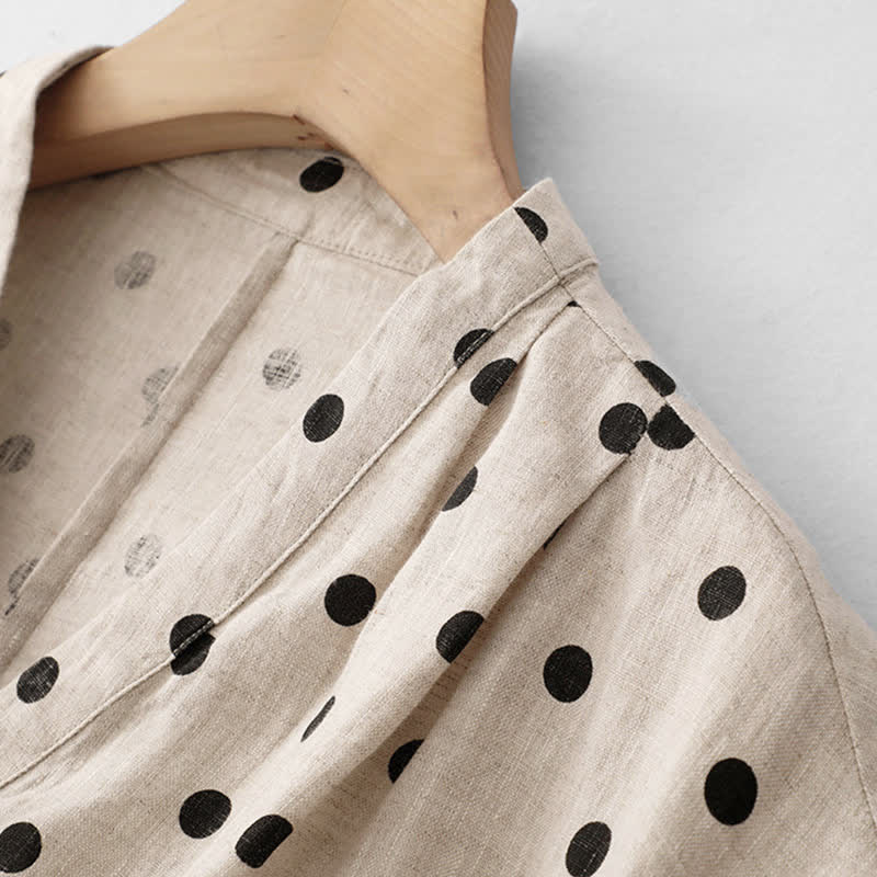 Abito da donna estivo a pois con scollo a V e allacciatura al ginocchio, con tasche, Buddha Stones. - image 12