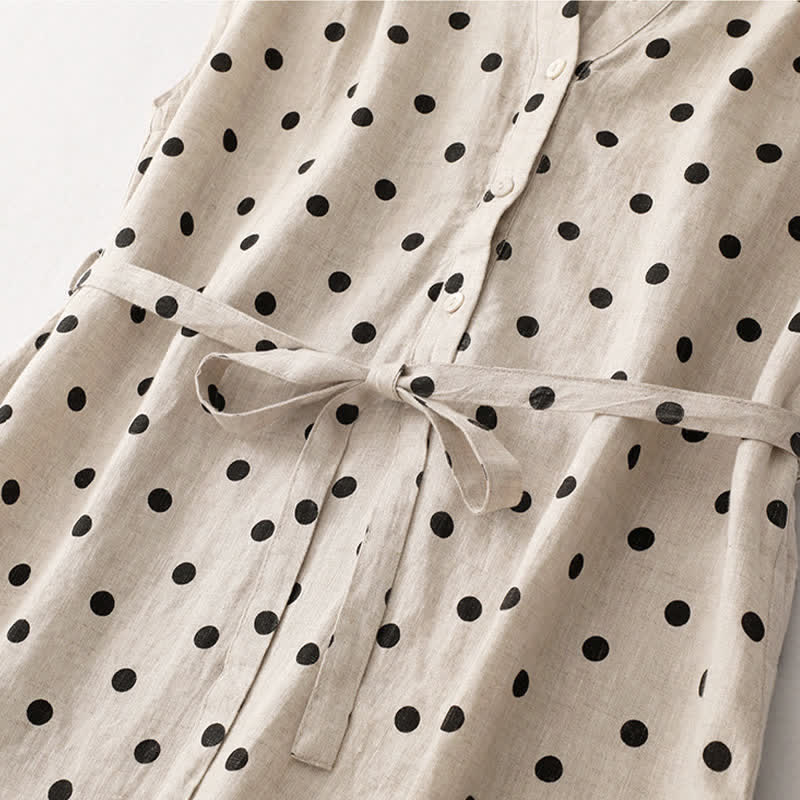 Abito da donna estivo a pois con scollo a V e allacciatura al ginocchio, con tasche, Buddha Stones. - image 15