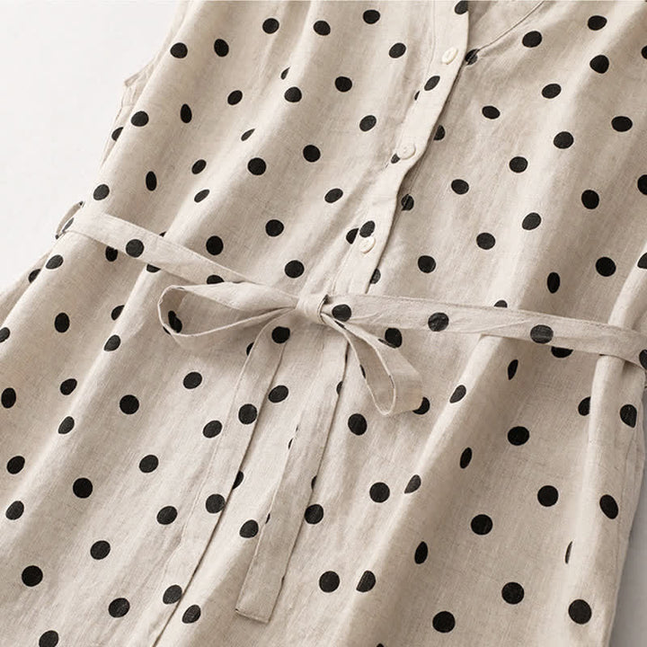 Abito da donna estivo a pois con scollo a V e allacciatura al ginocchio, con tasche, Buddha Stones. - image 15