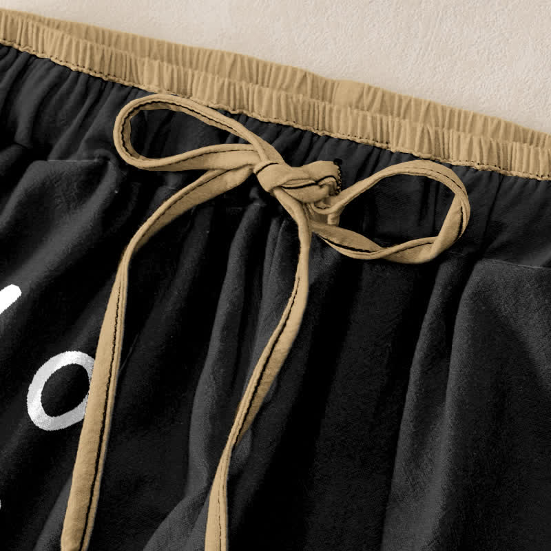 Buddha Stones Pantaloni da donna in puro cotone con elastico in vita e tasche, con stampa "Hello Cat Paw". - image 1