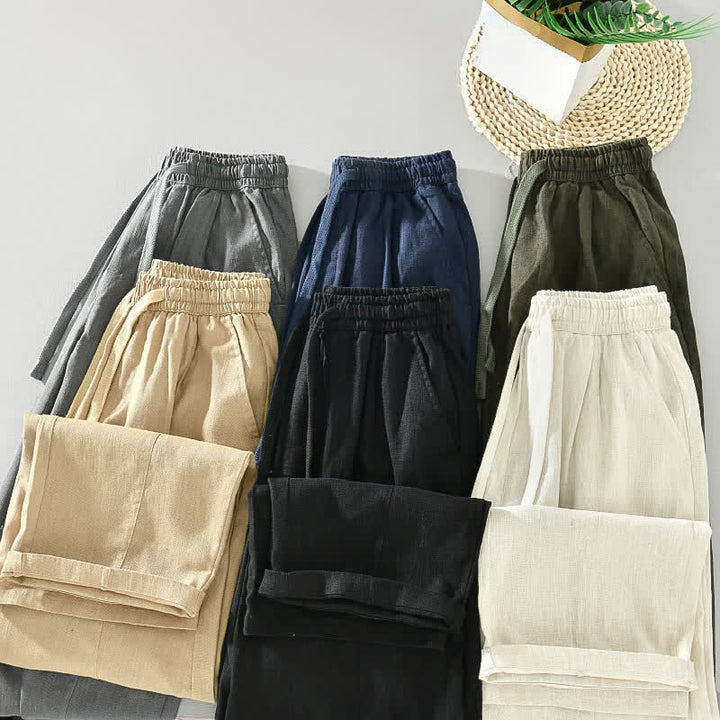 Buddha Stones Pantaloni da uomo a gamba affusolata, minimalisti, con coulisse, tinta unita, per primavera/estate, modello casual ed elegante, con tasche. - image 17