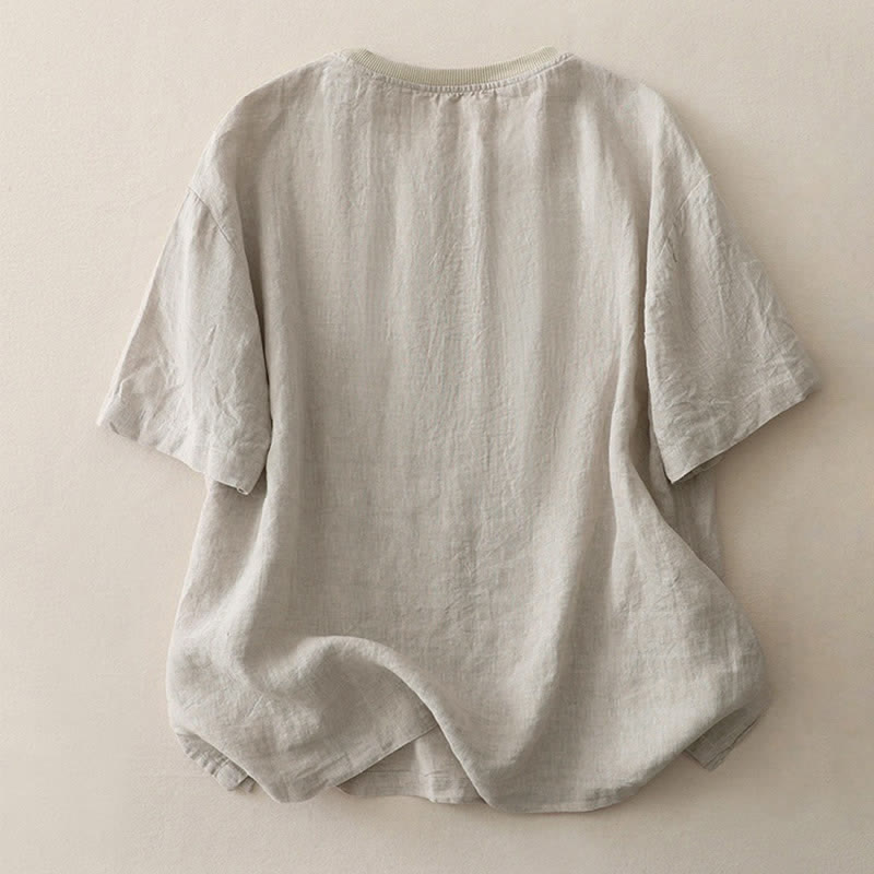 Camicia da donna a maniche corte con scollo rotondo e motivo Buddha Stones. - image 25