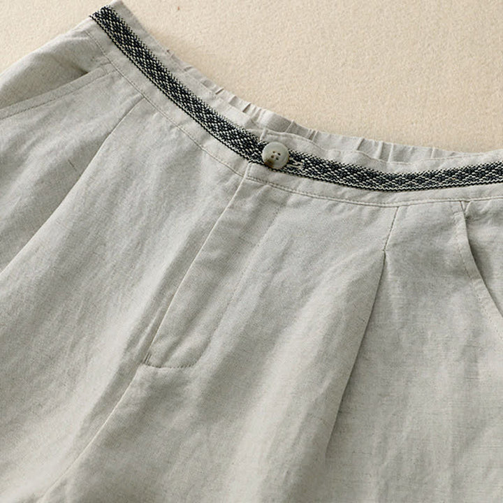 Pantaloni da donna con tasche, tinta unita, bottoni sul davanti e sul retro, con elastico in vita e Buddha Stones. - image 2