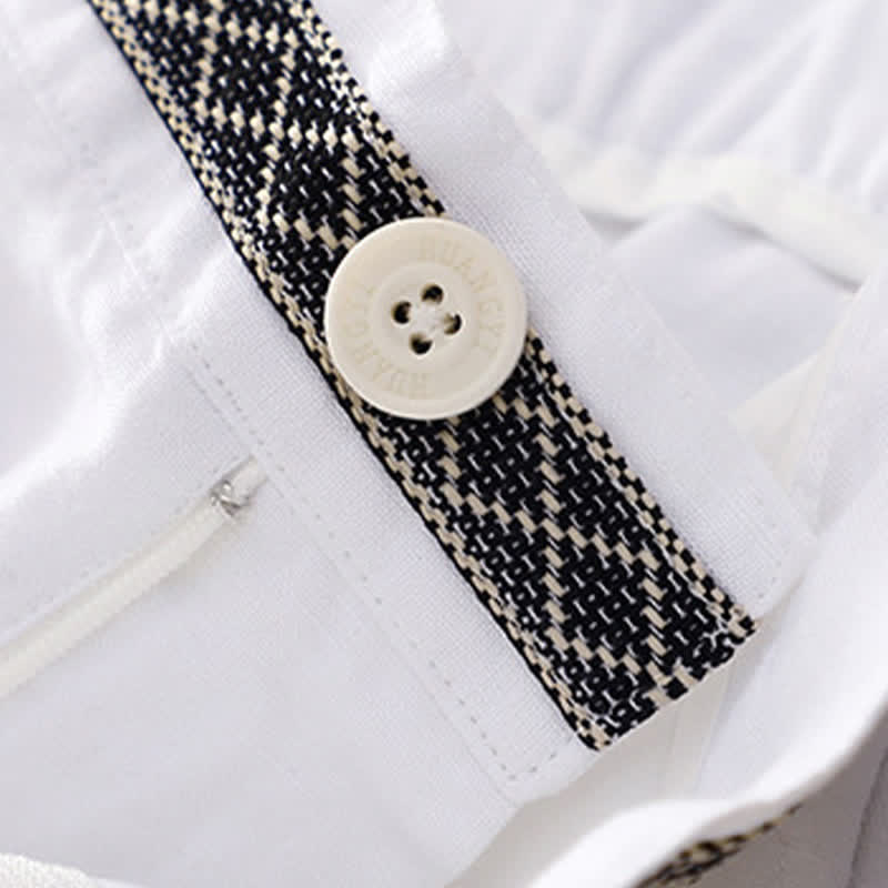 Pantaloni da donna con tasche, tinta unita, bottoni sul davanti e sul retro, con elastico in vita e Buddha Stones. - image 24