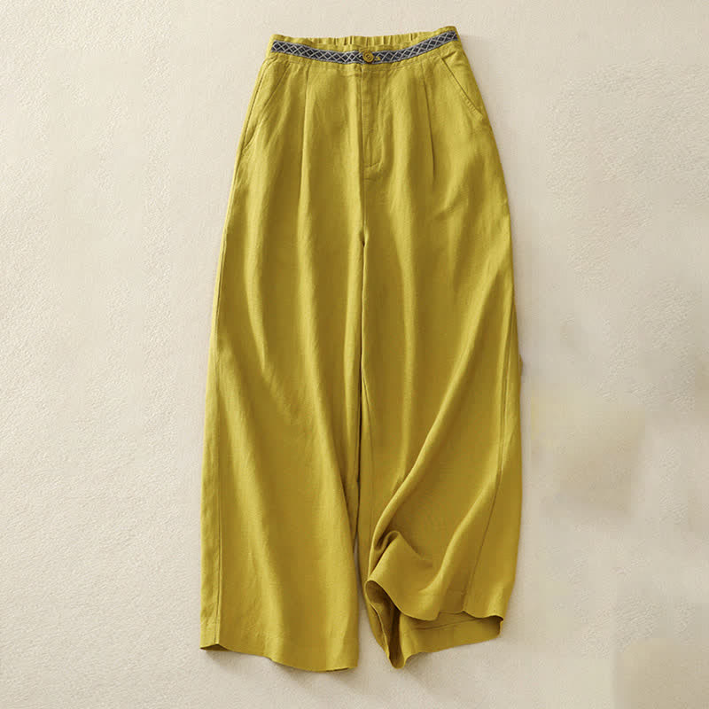 Pantaloni da donna con tasche, tinta unita, bottoni sul davanti e sul retro, con elastico in vita e Buddha Stones. - Verga d'oro - US8-10, UK/AU12-14, EU40-42 (2XL) - image 9