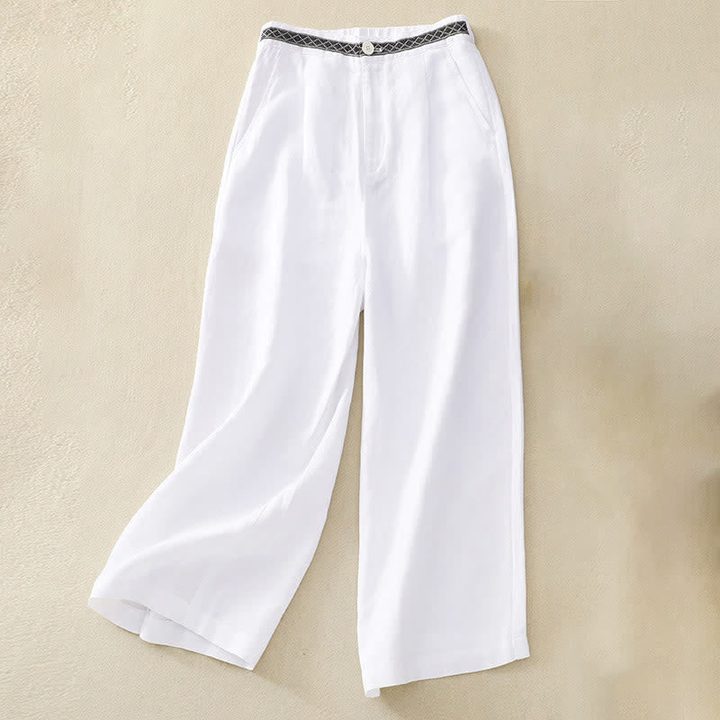 Pantaloni da donna con tasche, tinta unita, bottoni sul davanti e sul retro, con elastico in vita e Buddha Stones. - Bianco - US8-10, UK/AU12-14, EU40-42 (2XL) - image 21
